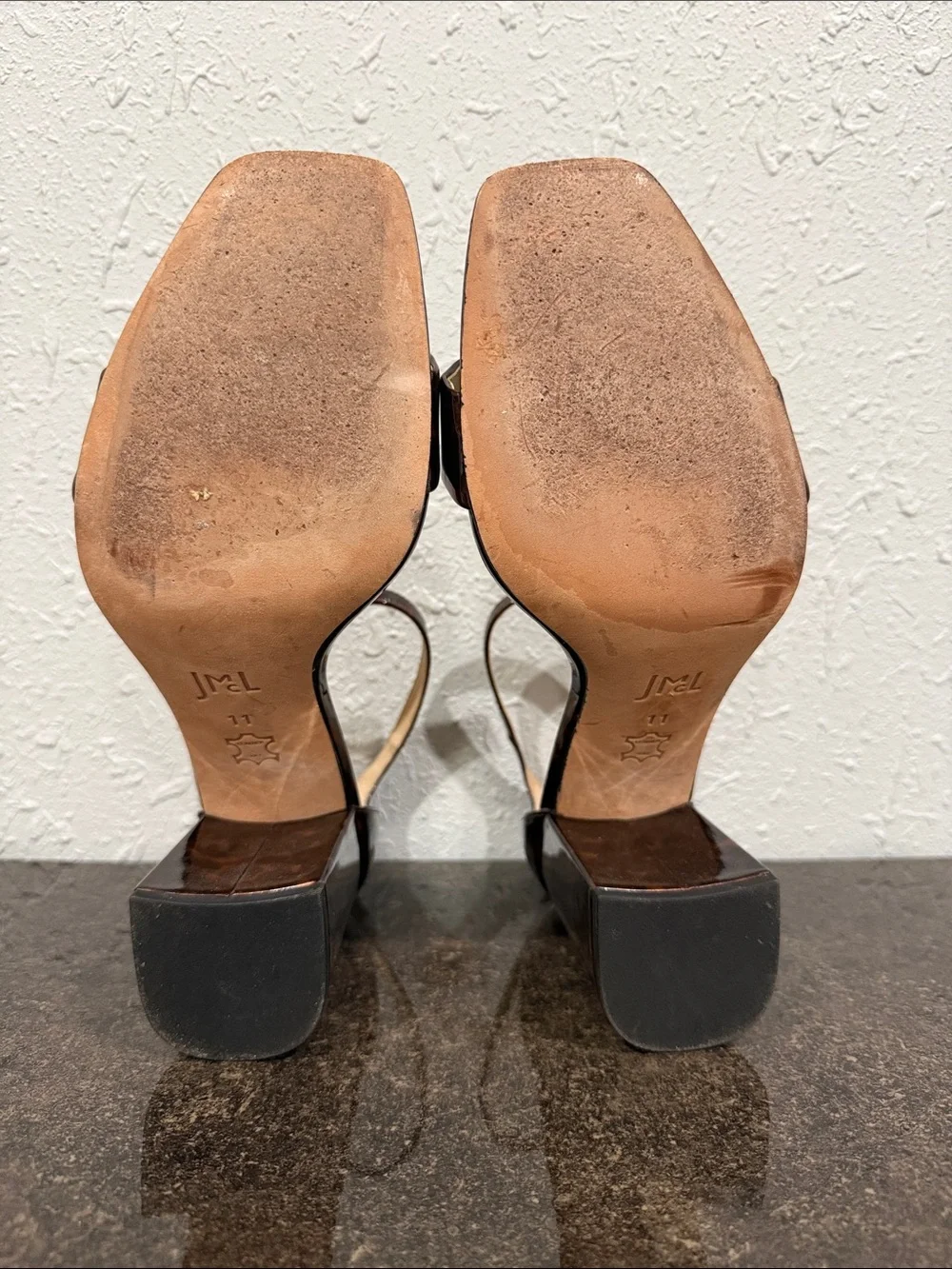 J. McLaughlin Esme Block Heel Sandals with Ankle Strap Size 11 Tortoise Preppy